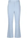 Liu •jo Liu Jo Light Blue Flared Pants With A Pressed Crease In Blue