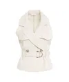 Liu •jo Liu Jo Sleeveless Beige Trench Vest With Notched Lapels