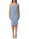 Liu •jo Liu Jo Sleeveless Belted Midi Dress In Blue