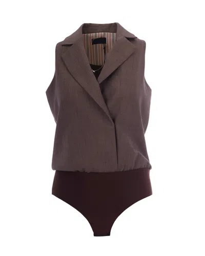 Liu •jo Liu Jo Sleeveless Blazer Bodysuit In Pepe Melange