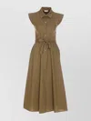 Liu •jo Sleeveless Dress With Belted Waist And Cap Sleeves In Grün