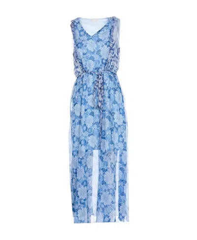 Liu •jo Sleeveless Floral-print Dress In Blue