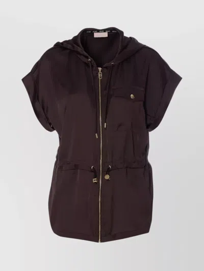 LIU •JO SLEEVELESS HOODED VEST DRAWSTRING WAIST