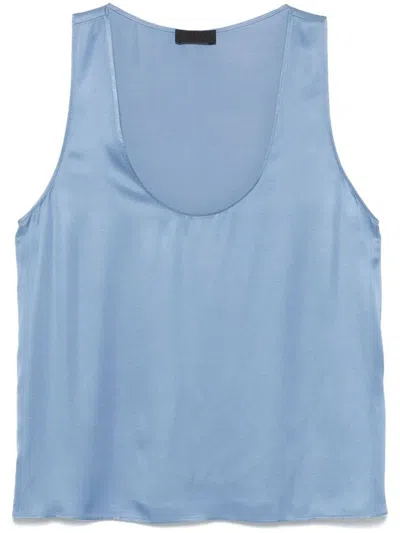 Liu •jo Sleeveless Light Blue Satin Top