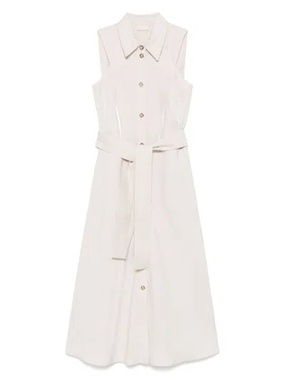 Liu •jo Liu Jo Sleeveless Midi Dress With Button-down Front In Beige