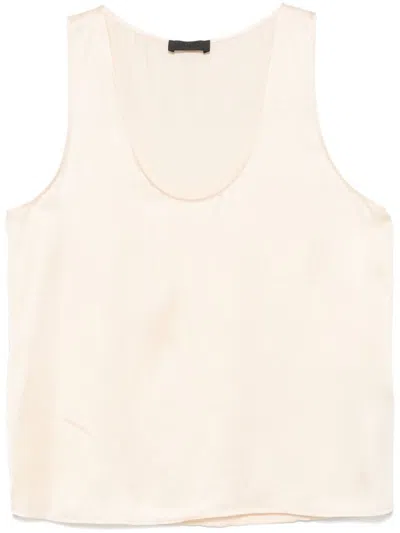 Liu •jo Sleeveless Satin Top With Wide Neckline In Neutral