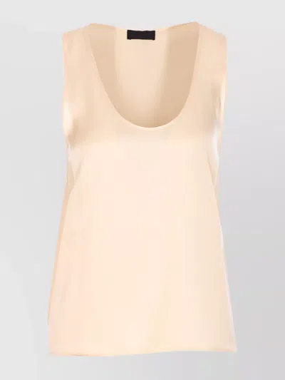 Liu •jo Sleeveless Scoop Neck Top With Back Button Detail In Yellow