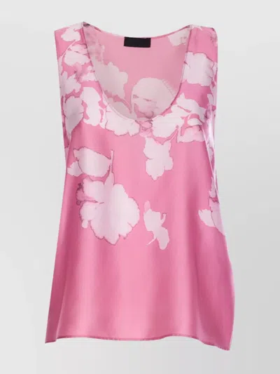 Liu •jo Sleeveless V Neck Top In Lightweight Fabric In Pink