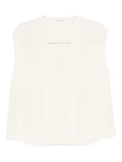 Liu •jo Sleeveless V-neck Top In White