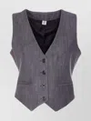 Liu •jo Sleeveless V-neckline Vest With Adjustable Back Strap In Gray