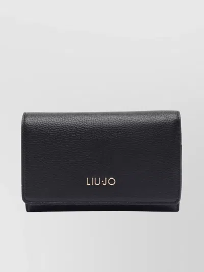 Liu •jo Slim Compact Leather Wallets In Black