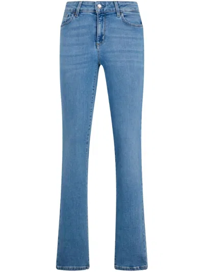 Liu •jo Light Slim-fit Jeans With Rhinestones In Blue