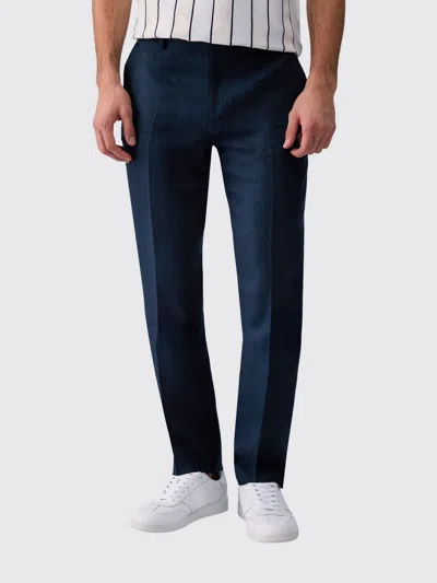 Liu •jo Liu Jo Slim Fit Tailored Linen Trousers With Slash Pockets And Belt Loops In Blue