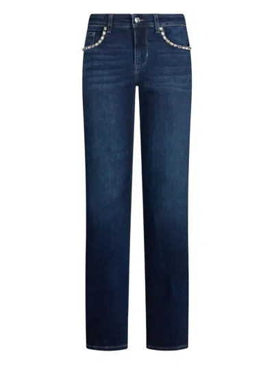 Liu •jo Slim Jeans With Gemstones In Blue