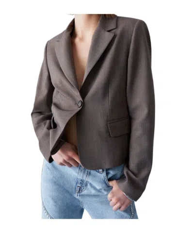 Liu •jo Slim-fit Mélange Fabric Blazer In Brown