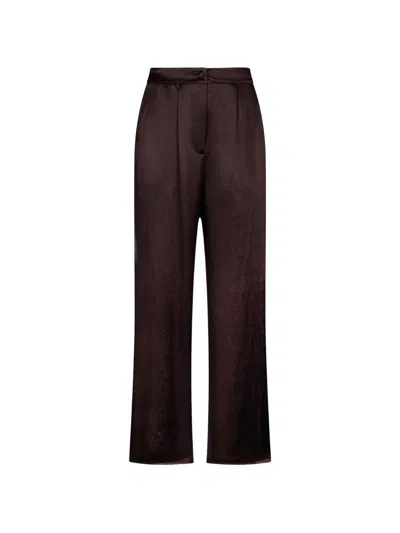 Liu •jo Slit-satin Trousers In Brown