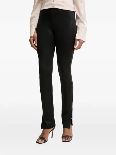 Liu •jo Slit-detail Coated-finish Leggings In Black