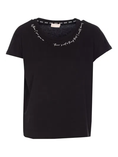 LIU •JO SLOGAN-EMBROIDERED T-SHIRT