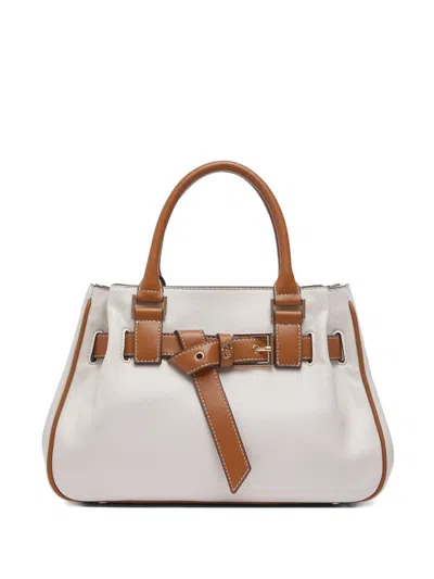 Liu •jo Small Buckle Two-tone Tote Bag In White