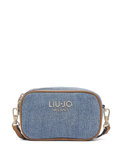 Liu •jo Small Denim Logo Cross Body Bag In Blue