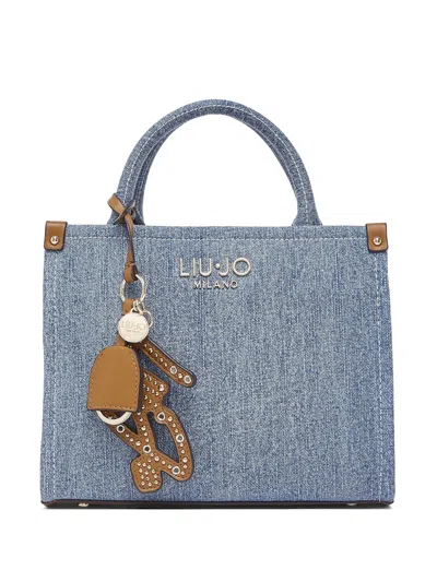 Liu •jo Small Detachable Charms Tote Bag In Blue