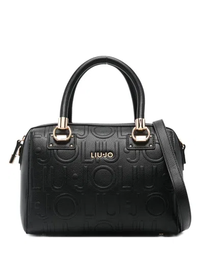 Liu •jo Small Logo-embossing Top-handles Tote Bag In Black