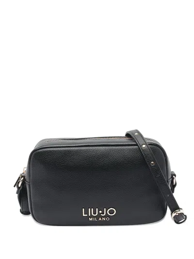 Liu •jo Small Logo-plaque Zip-top Shoulder Bag In Black