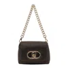 Liu •jo Gold Logo Shoulder Bag With Chain Strap In Black