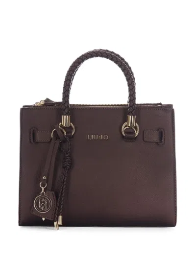 Liu •jo Small Logo-charm Satchel Bag In Brown