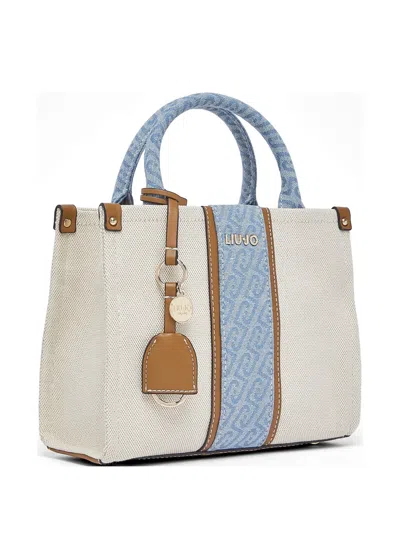 Liu •jo Small Logo-palque Tote Bag In Neutral