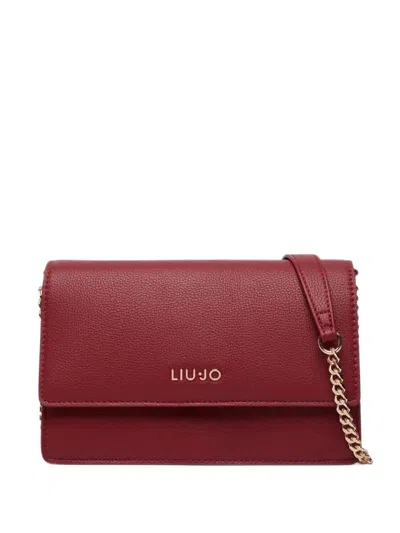 Liu •jo Small Logo-plaque Pebbled-effect Crossbody Bag In Red