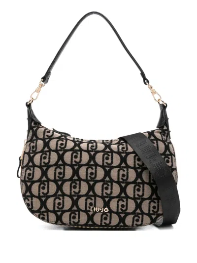 Liu •jo Small Monogram Shoulder Bag In Neutral