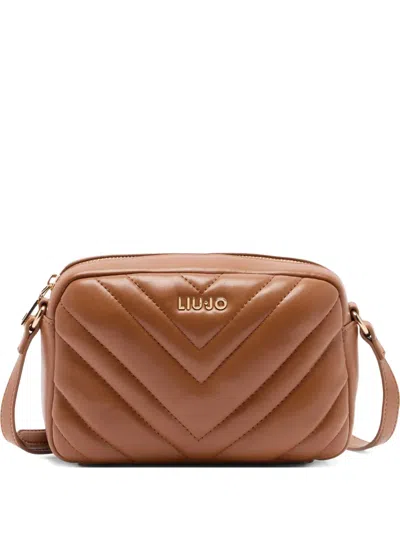 Liu •jo Small Quilted Cross Body Bag In Brown