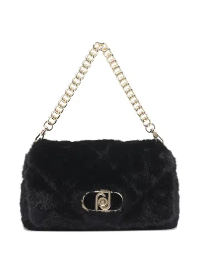 Liu •jo Small Quilted Faux-fur Shoulder Bag In Black