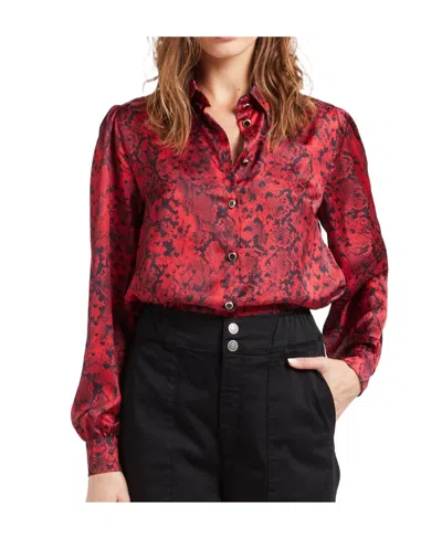 Liu •jo Snake-print Long-sleeve Shirt In Red