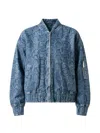Liu •jo Denim Bomber Jacket With Python Print In Blue
