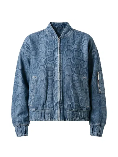 LIU •JO SNAKE-PATTERN DENIM JACKET