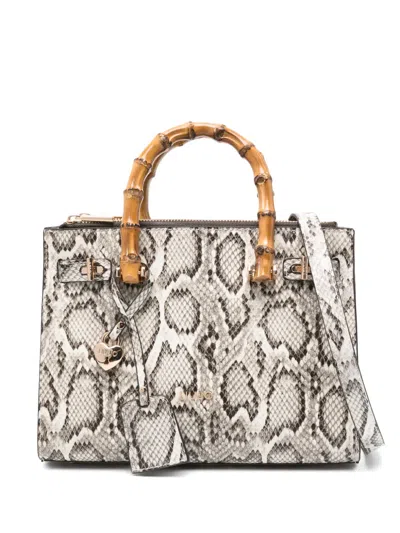 Liu •jo Snakeskin-printed Tote Bag In グレー