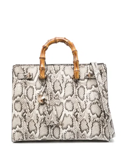 Liu •jo Snakeskin-printed Tote Bag In ニュートラル