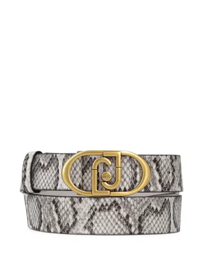 Liu •jo Snakeskin-effect Belt In Gray