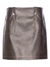 Liu •jo Snap-button Pocket Mini Skirt In Brown