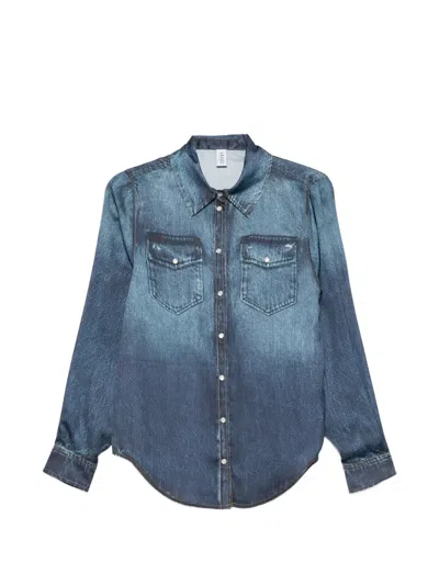 Liu •jo Snap-button Shirt In Blue