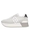 Liu •jo Liu Jo White Sneakers With Textured Fabric In Bianco Chiari E Naturali