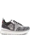 Liu •jo Logo-plaque Glitter-embellishment Sneakers In Silver