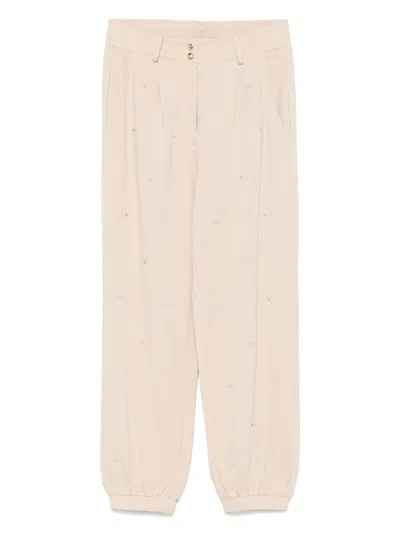 Liu •jo Liu Jo Soft Sand Beige Trousers With Press-stud In Neutral