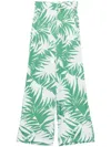 LIU •JO SOFT TROUSERS WITH GREEN AND WHITE PRINT