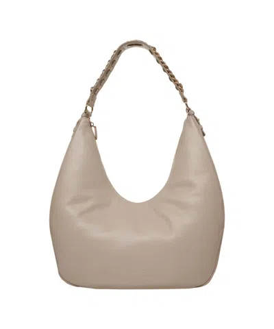 Liu •jo Spacious Leather Shoulder Bag In Neutral