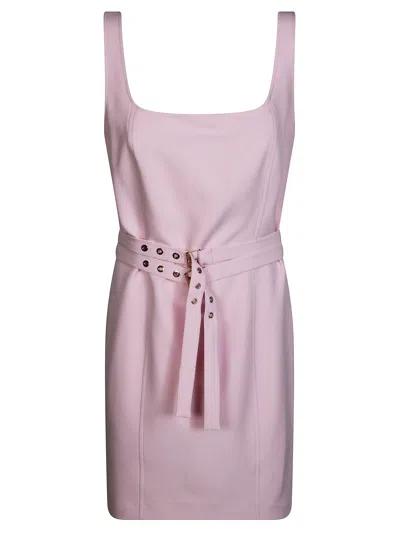Liu •jo Fitted Square Neck Double Belt Mini Dress In Purple