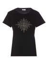 Liu •jo Star-embellished Crew-neck T-shirt In Black