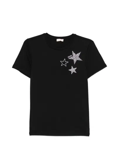 Liu •jo Star-embellished T-shirt In Black